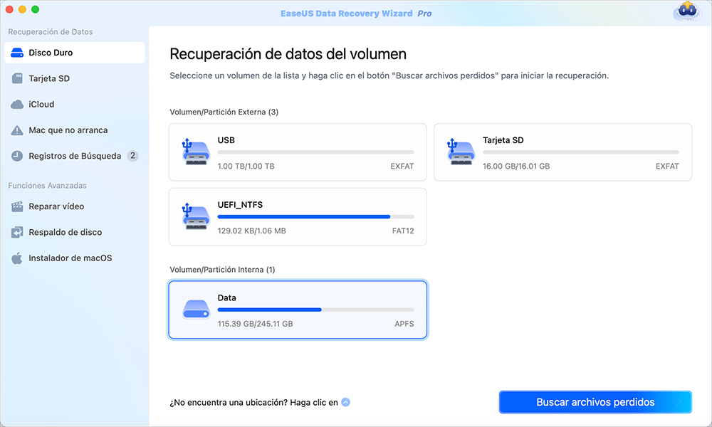 seleccione una ubicación y haga clic en escanear