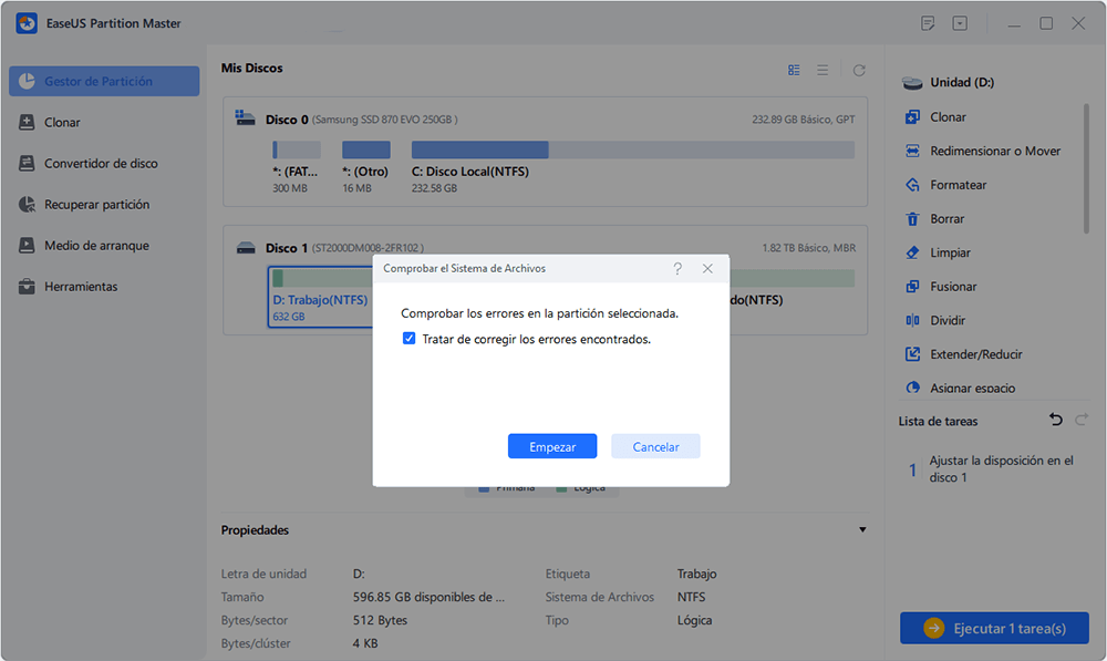 Comprobar sistema de archivos
