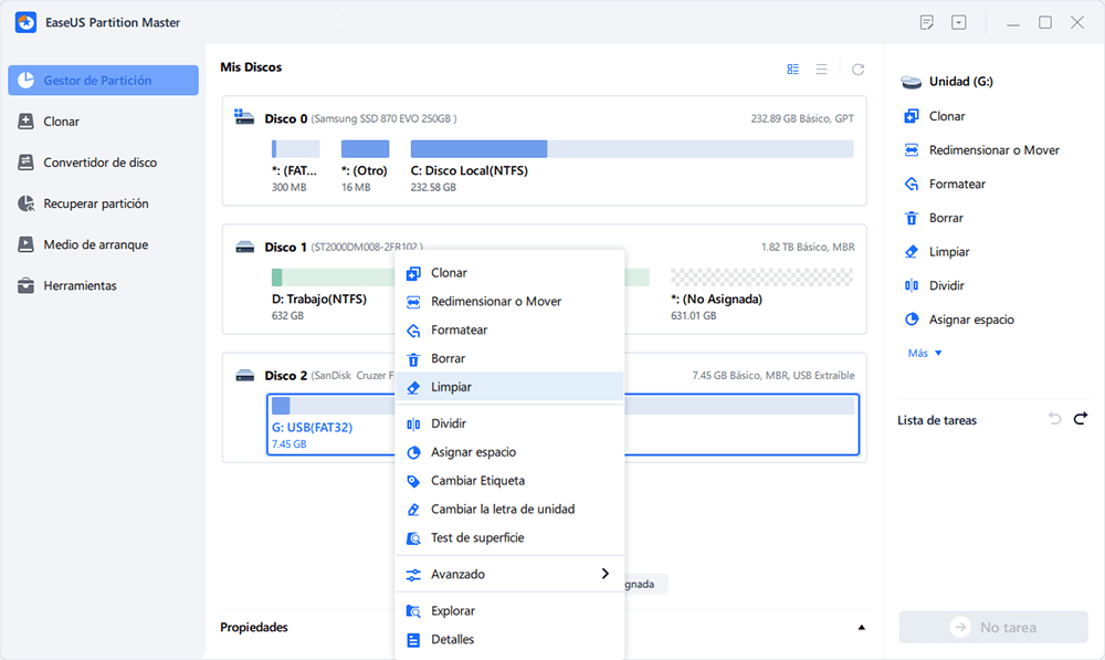borrar datos con EaseUS Partition Master