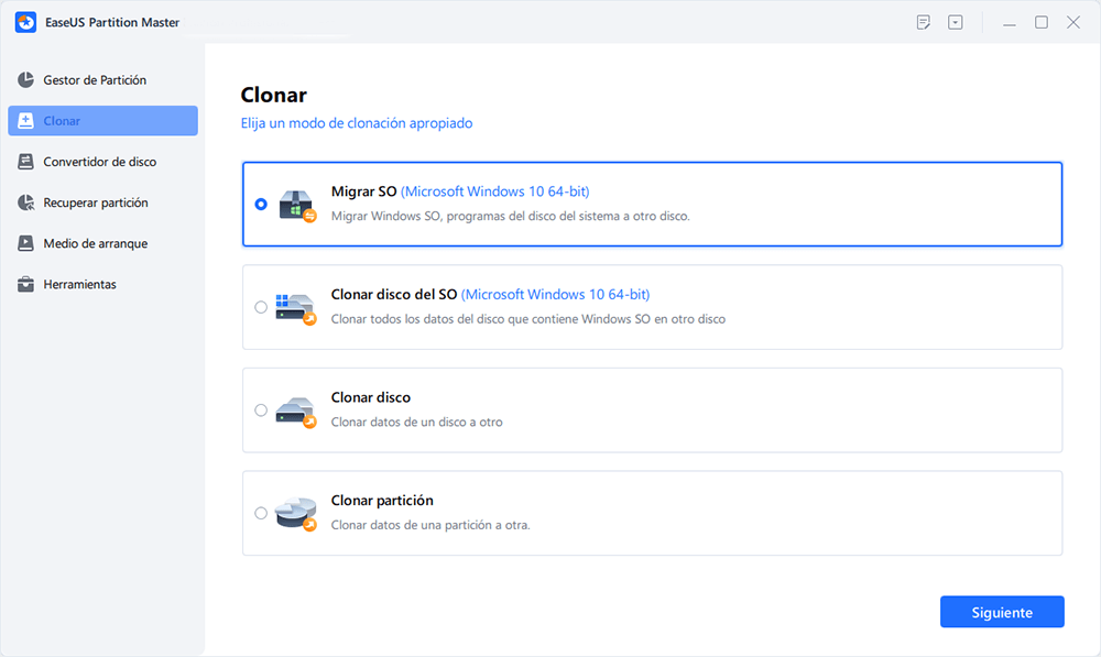 Ejecute EaseUS Partition Master, seleccione Migrar SO