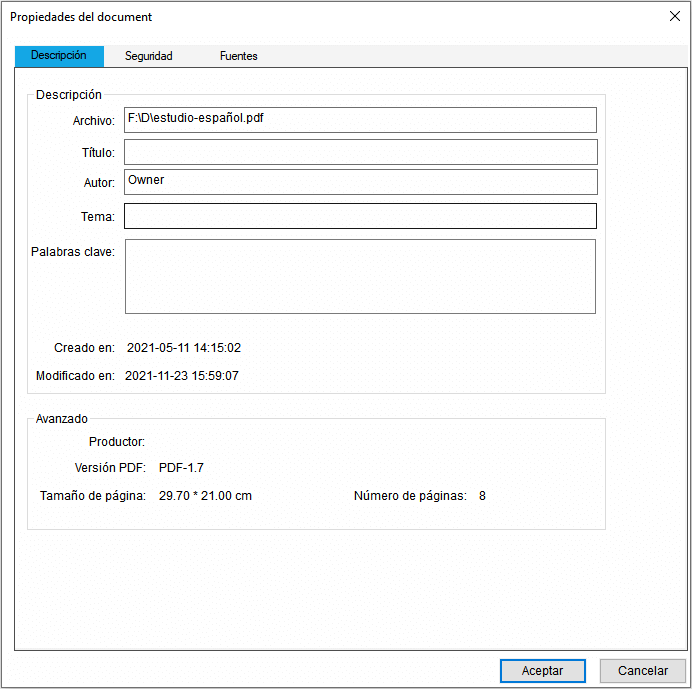 Ver metadato pdf paso 3