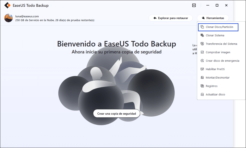 EaseUS Todo Backup clona disco duro din problema de arranque.
