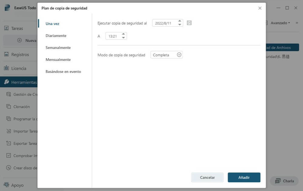 Planificar copia de seguridad con EaseUS Todo Backup.